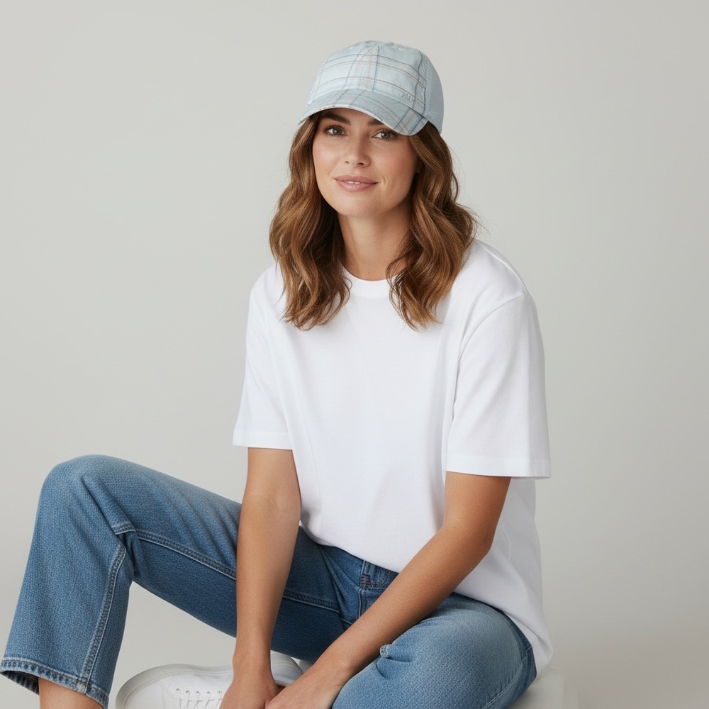 Nike Light Blue/White Ladies Checkered Golf Cap - Picture 4 of 7